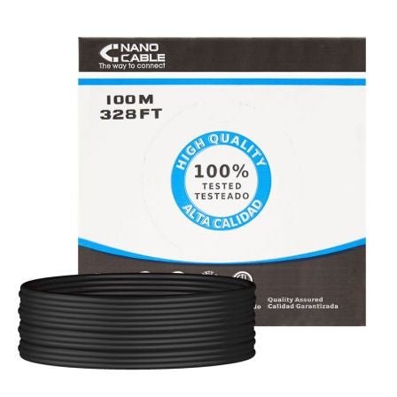 Bobina de Cable RJ45 para Exteriores UTP Nanocable 10.20.0502 - EXT - BK Cat.6/ 100m/ Impermeable/ Negro - Tiensol