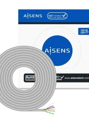 Bobina de Cable RJ45 UTP AWG23 CCA (Aleación) Aisens A135 - 0660 Cat.6/ 100m/ Gris - Tiensol