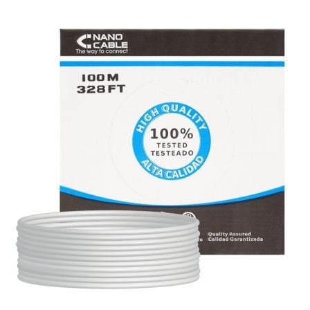 Bobina de Cable RJ45 UTP Nanocable 10.20.0302 - FLEX Cat.5e/ 100m/ Gris - Tiensol