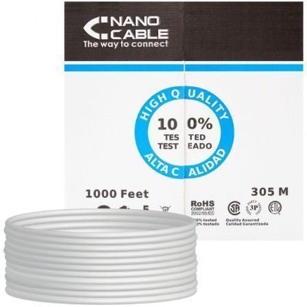 Bobina de Cable RJ45 UTP Nanocable 10.20.0304 - FLEX Cat.5e/ 305m/ Gris - Tiensol