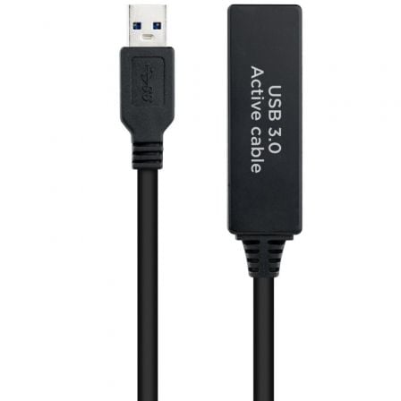 Cable Alargador Amplificador USB 3.0 Nanocable 10.01.0312/ USB Macho - USB Hembra/ 10m/ Negro - Tiensol