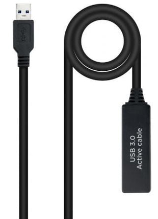 Cable Alargador Amplificador USB 3.0 Nanocable 10.01.0312/ USB Macho - USB Hembra/ 10m/ Negro - Tiensol