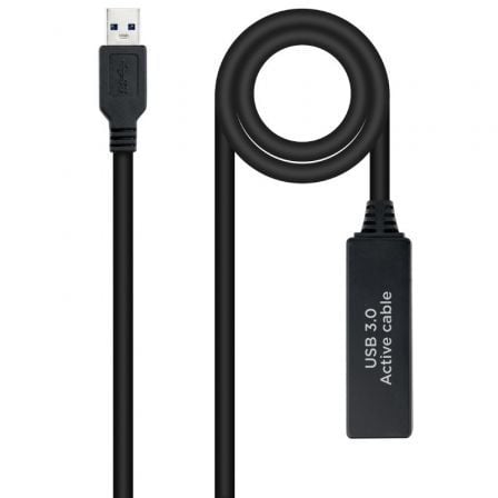 Cable Alargador Amplificador USB 3.0 Nanocable 10.01.0312/ USB Macho - USB Hembra/ 10m/ Negro - Tiensol