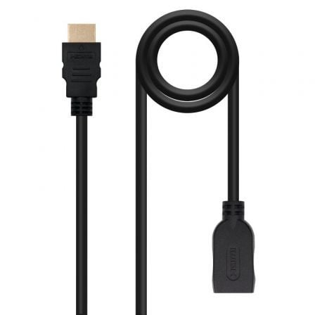 Cable Alargador HDMI Nanocable 10.15.1012/ HDMI Macho - HDMI Hembra/ 2m/ Negro - Tiensol