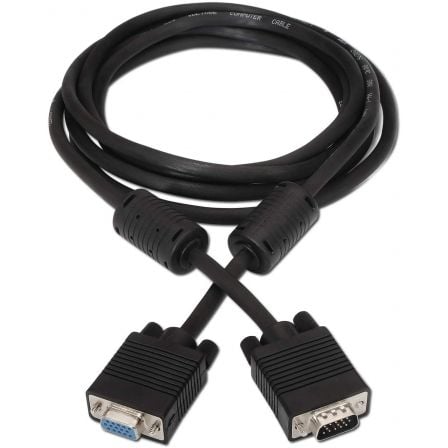 Cable Alargador SVGA Aisens A113 - 0078/ VGA Macho - VGA Hembra/ Hasta 3W/ 10Mbps/ 1.8m/ Negro - Tiensol