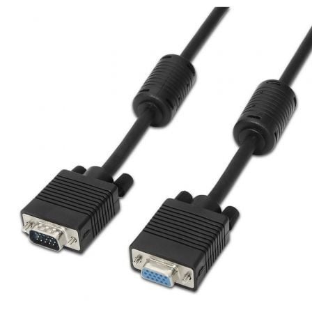 Cable Alargador SVGA Aisens A113 - 0078/ VGA Macho - VGA Hembra/ Hasta 3W/ 10Mbps/ 1.8m/ Negro - Tiensol