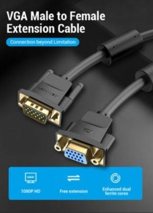 Cable Alargador SVGA Vention DAGBF/ VGA Macho - VGA Hembra/ 1m/ Negro - Tiensol