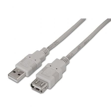 Cable Alargador USB 2.0 Aisens A101 - 0012/ USB Macho - USB Hembra/ Hasta 2.5W/ 60Mbps/ 1m/ Beige - Tiensol