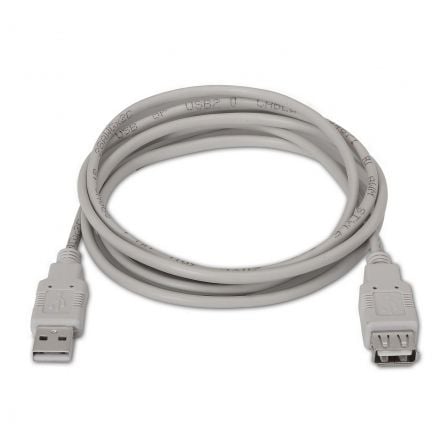 Cable Alargador USB 2.0 Aisens A101 - 0012/ USB Macho - USB Hembra/ Hasta 2.5W/ 60Mbps/ 1m/ Beige - Tiensol