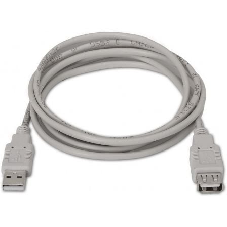 Cable Alargador USB 2.0 Aisens A101 - 0013/ USB Macho - USB Hembra/ Hasta 2.5W/ 60Mbps/ 1.8m/ Beige - Tiensol