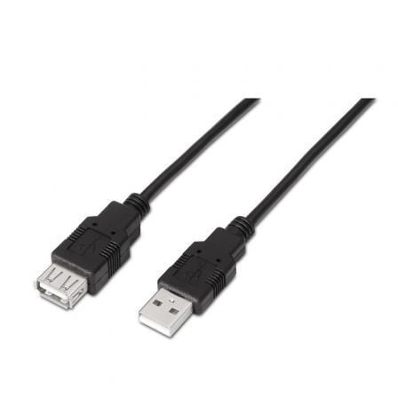 Cable Alargador USB 2.0 Aisens A101 - 0015/ USB Macho - USB Hembra/ Hasta 2.5W/ 60Mbps/ 1m/ Negro - Tiensol