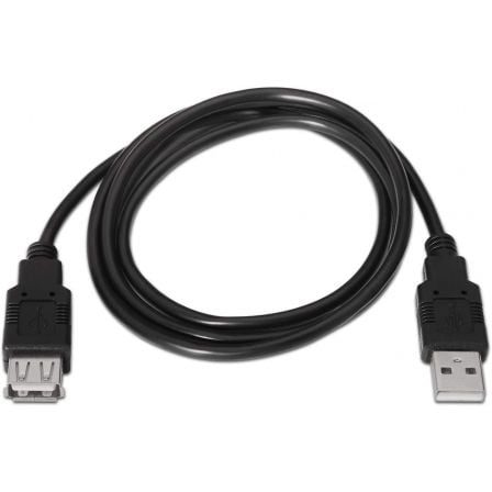 Cable Alargador USB 2.0 Aisens A101 - 0015/ USB Macho - USB Hembra/ Hasta 2.5W/ 60Mbps/ 1m/ Negro - Tiensol