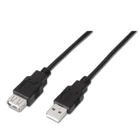 Cable Alargador USB 2.0 Aisens A101 - 0017/ USB Macho - USB Hembra/ Hasta 2.5W/ 60Mbps/ 3m/ Negro - Tiensol