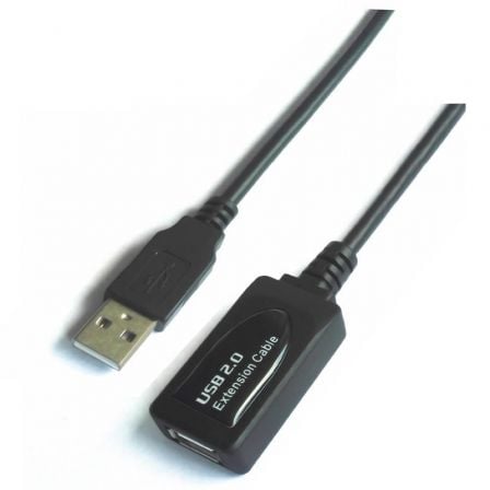 Cable Alargador USB 2.0 Aisens A101 - 0018/ USB Macho - USB Hembra/ Hasta 2.5W/ 60Mbps/ 5m/ Negro - Tiensol