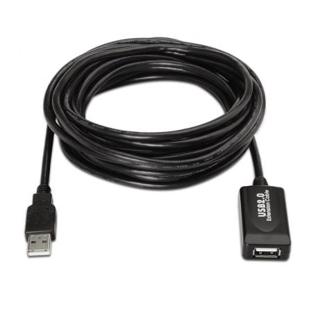 Cable Alargador USB 2.0 Aisens A101 - 0018/ USB Macho - USB Hembra/ Hasta 2.5W/ 60Mbps/ 5m/ Negro - Tiensol