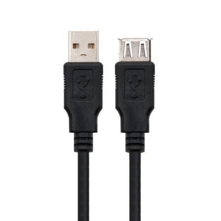 Cable Alargador USB 2.0 Nanocable 10.01.0202 - BK/ USB Macho - USB Hembra/ 1m/ Negro - Tiensol