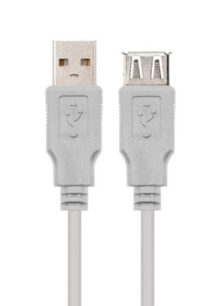 Cable Alargador USB 2.0 Nanocable 10.01.0202/ USB Macho - USB Hembra/ 1m/ Beige - Tiensol