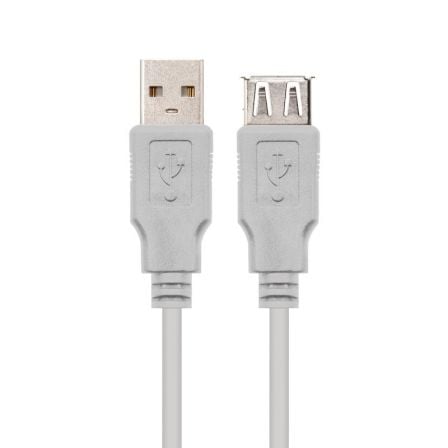 Cable Alargador USB 2.0 Nanocable 10.01.0202/ USB Macho - USB Hembra/ 1m/ Beige - Tiensol