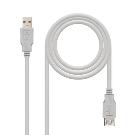 Cable Alargador USB 2.0 Nanocable 10.01.0202/ USB Macho - USB Hembra/ 1m/ Beige - Tiensol