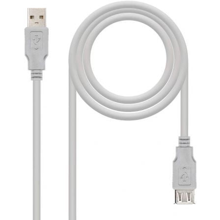 Cable Alargador USB 2.0 Nanocable 10.01.0204/ USB Macho - USB Hembra/ 3m/ Beige - Tiensol