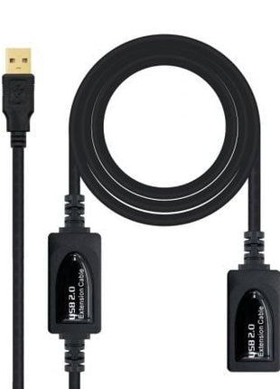 Cable Alargador USB 2.0 Nanocable 10.01.0212/ USB Macho - USB Hembra/ 10m/ Negro - Tiensol