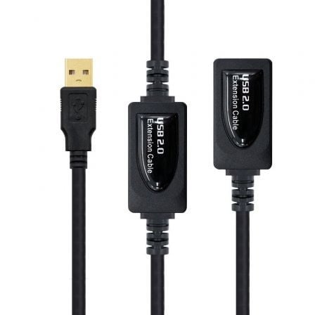 Cable Alargador USB 2.0 Nanocable 10.01.0212/ USB Macho - USB Hembra/ 10m/ Negro - Tiensol