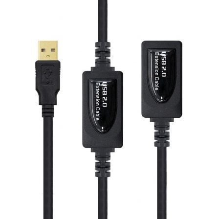 Cable Alargador USB 2.0 Nanocable 10.01.0213/ USB Macho - USB Hembra/ 15m/ Negro - Tiensol