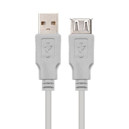 Cable Alargador USB 2.0 Nanocable 10.01.203/ USB Macho - USB Hembra/ 1.8m/ Beige - Tiensol