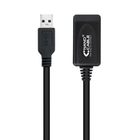 Cable Alargador USB 3.0 con Amplificador Nanocable 10.01.0311/ USB Macho - USB Hembra/ 5m/ Negro - Tiensol