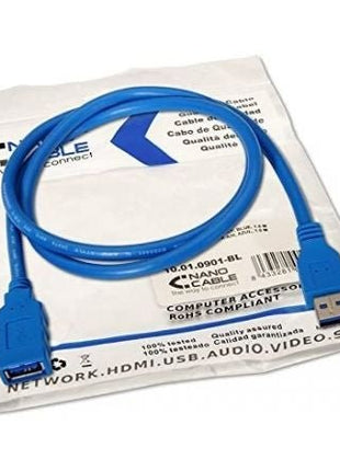 Cable Alargador USB 3.0 Nanocable 10.01.0901/ USB Macho - USB Hembra/ 1m/ Azul - Tiensol