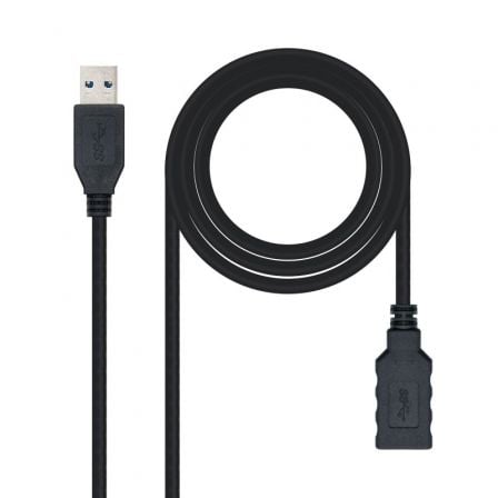 Cable Alargador USB 3.0 Nanocable 10.01.0903 - BK/ USB Macho - / USB Hembra/ 3m/ Negro - Tiensol