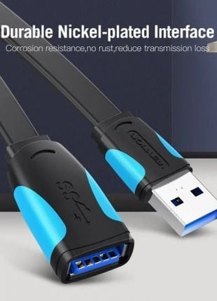 Cable Alargador USB 3.0 Vention VAS - A13 - B050/ USB Macho - USB Hembra/ 5Gbps/ 50cm/ Negro y Azul - Tiensol