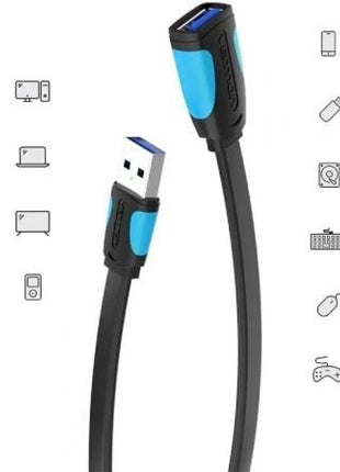 Cable Alargador USB 3.0 Vention VAS - A13 - B200/ USB Macho - USB Hembra/ 5Gbps/ 2m/ Negro y Azul - Tiensol