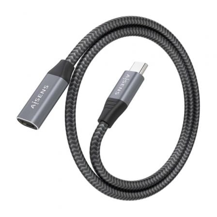 Cable Alargador USB 3.2 Aisens A107 - 0636/ USB Tipo - C Macho - USB Tipo - C Hembra/ Hasta 100W/ 20Gbps/ 2m/ Gris - Tiensol