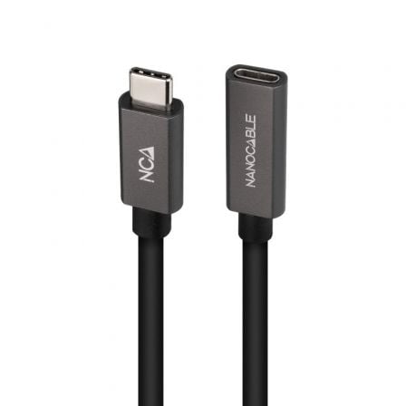 Cable Alargador USB 3.2 Nanocable 10.01.4400/ USB Tipo - C Macho - USB Tipo - C Hembra/ 50cm/ Negro - Tiensol