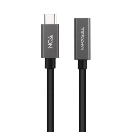 Cable Alargador USB 3.2 Nanocable 10.01.4401/ USB Tipo - C Macho - USB Tipo - C Hembra/ 1m/ Negro - Tiensol