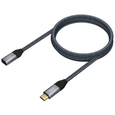 Cable Alargador USB 3.2 Tipo - C Aisens A107 - 0635 20GBPS 5A 100W/ USB Tipo - C Macho - USB Tipo - C Hembra/ Hasta 100W/ 2500Mbps/ 1m/ Gris - Tiensol