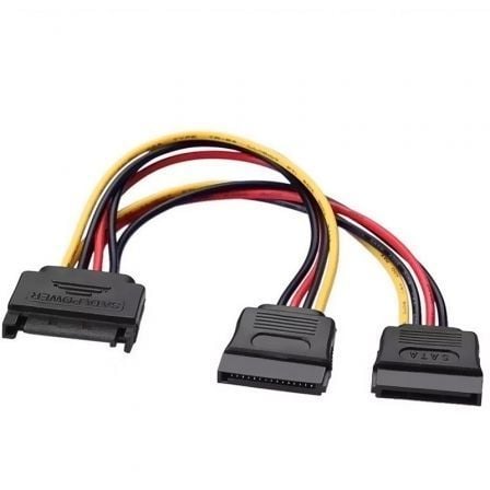 Cable Alimentación Aisens A131 - 0353/ SATA Macho - 2x SATA Hembra/ Hasta 54W/ 20cm/ Negro - Tiensol