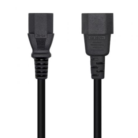 Cable Alimentación Aisens A132 - 0466/ C13 Hembra - C14 Macho/ Hasta 1500W/ 3m/ Negro - Tiensol