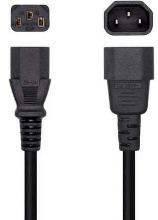 Cable Alimentación Aisens A132 - 0466/ C13 Hembra - C14 Macho/ Hasta 1500W/ 3m/ Negro - Tiensol