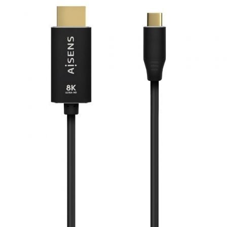 Cable Conversor Aisens A109 - 0711/ USB Tipo - C Macho - HDMI 8K Macho/ Hasta 27W/ 6000Mbps/ 1m/ Negro - Tiensol