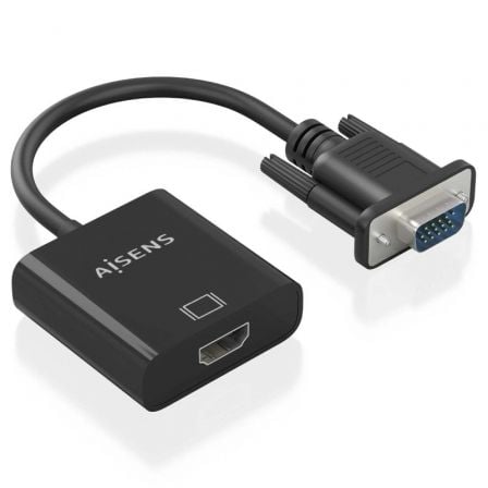 Cable Conversor Aisens A115 - 0873/ VGA Macho/ HDMI Hembra - Jack 3.5 Hembra - MicroUSB / 20cm/ Negro - Tiensol