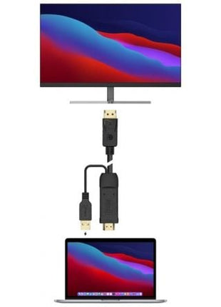 Cable Conversor Aisens A122 - 0641/ HDMI Macho - DisplayPort Macho + USB Macho/ Hasta 10W/ 2250Mbps/ 10cm + 1.8m/ Negro - Tiensol