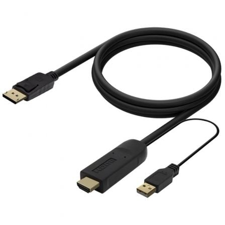 Cable Conversor Aisens A122 - 0641/ HDMI Macho - DisplayPort Macho + USB Macho/ Hasta 10W/ 2250Mbps/ 10cm + 1.8m/ Negro - Tiensol