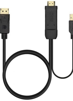 Cable Conversor Aisens A122 - 0641/ HDMI Macho - DisplayPort Macho + USB Macho/ Hasta 10W/ 2250Mbps/ 10cm + 1.8m/ Negro - Tiensol