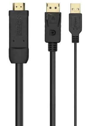 Cable Conversor Aisens A122 - 0641/ HDMI Macho - DisplayPort Macho + USB Macho/ Hasta 10W/ 2250Mbps/ 10cm + 1.8m/ Negro - Tiensol