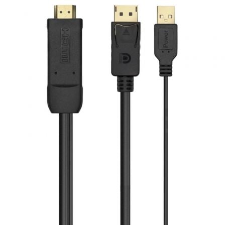 Cable Conversor Aisens A122 - 0641/ HDMI Macho - DisplayPort Macho + USB Macho/ Hasta 10W/ 2250Mbps/ 10cm + 1.8m/ Negro - Tiensol