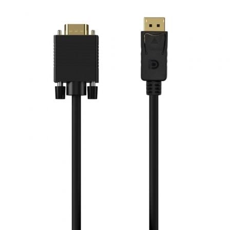 Cable Conversor Aisens A125 - 0552/ DisplayPort Macho - VGA Macho/ Hasta 5W/ 2300Mbps/ 1m/ Negro - Tiensol