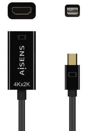 Cable Conversor Aisens A125 - 0643/ Mini DisplayPort Macho - HDMI Hembra/ Hasta 5W/ 2300Mbps/ 15cm/ Negro - Tiensol