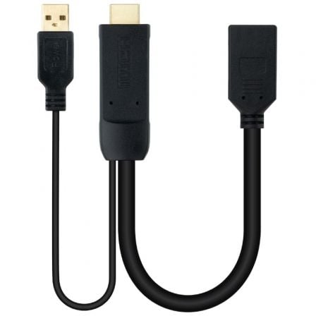 Cable Conversor Nanocable 10.16.0205/ HDMI Macho - DisplayPort Hembra/ 20cm/ Negro - Tiensol